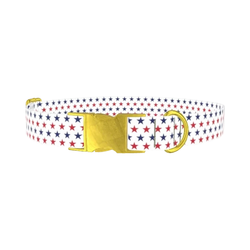 Patriotic Star Dog Collar - metal gold