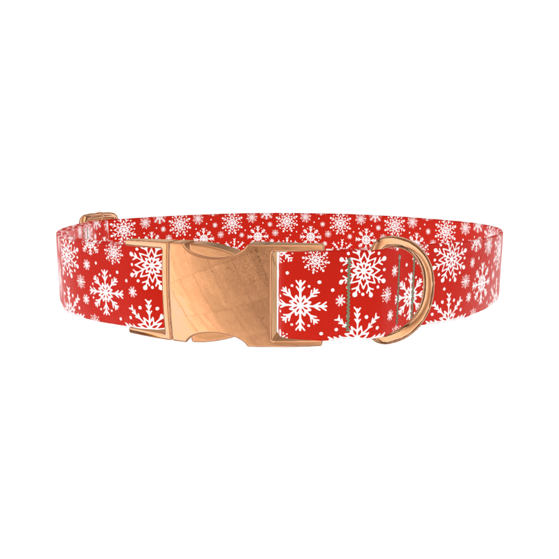 Festive Snowflake Dog Collar - metal silver