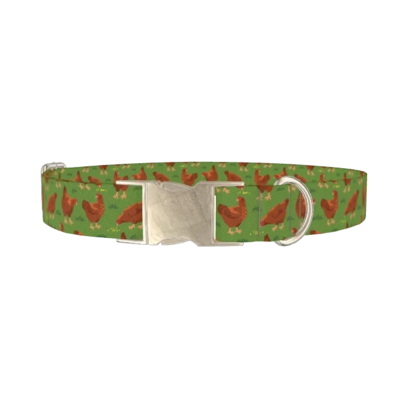 Chicken Farm Dog Collar - metal silver