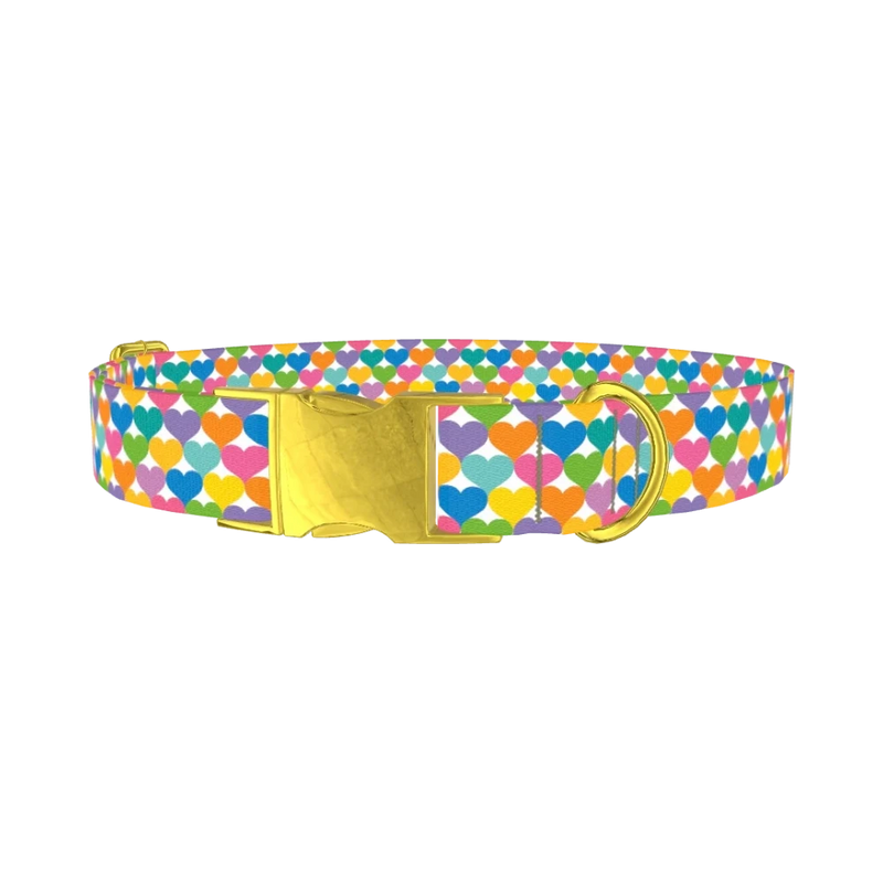 Colorful Heart Dog Collar - metal gold