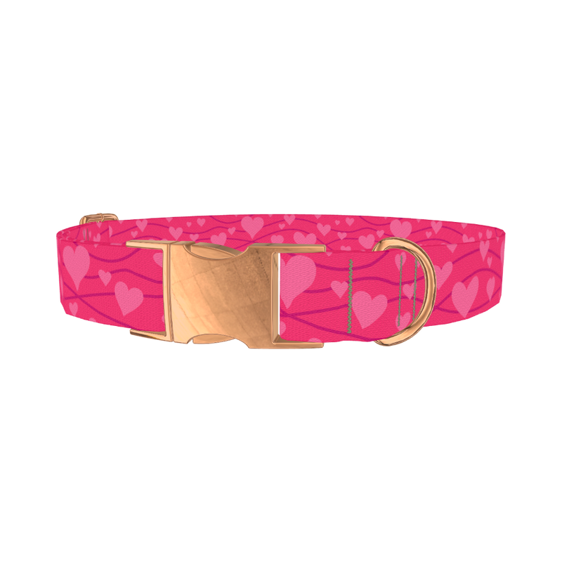 Heart Wave Dog Collar - metal rose gold