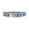 Blue Japanese Wave Dog Collar - metal silver