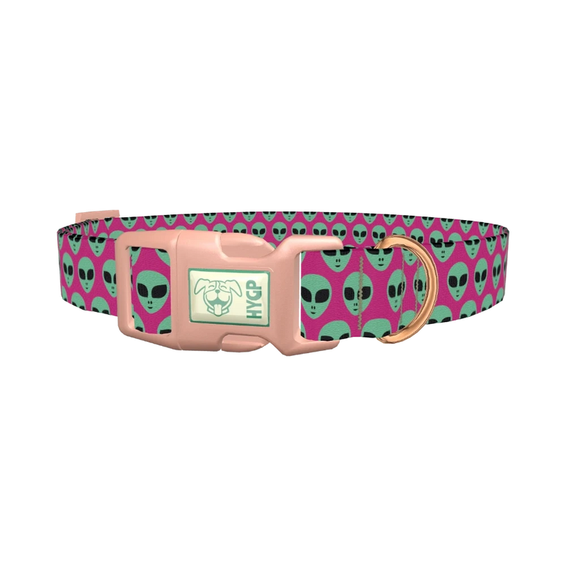 Alien Pattern Dog Collar - plastic rose gold