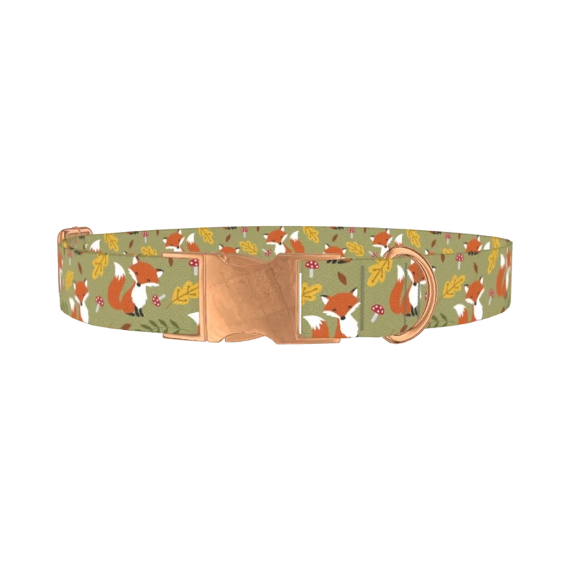 Autumn Fox Dog Collar - metal rose gold