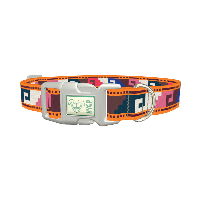 Aztec Meander Dog Collar - plastic silver