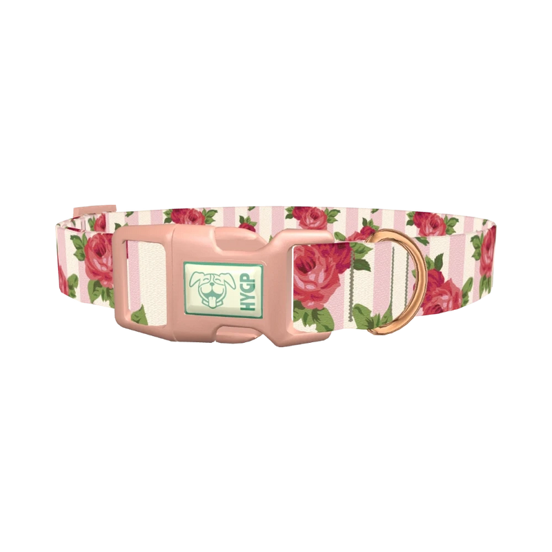 Striped Rose Pattern Dog Collar - plastic rose gold
