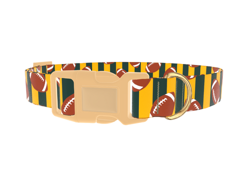 Green Stripe Football Dog Collar