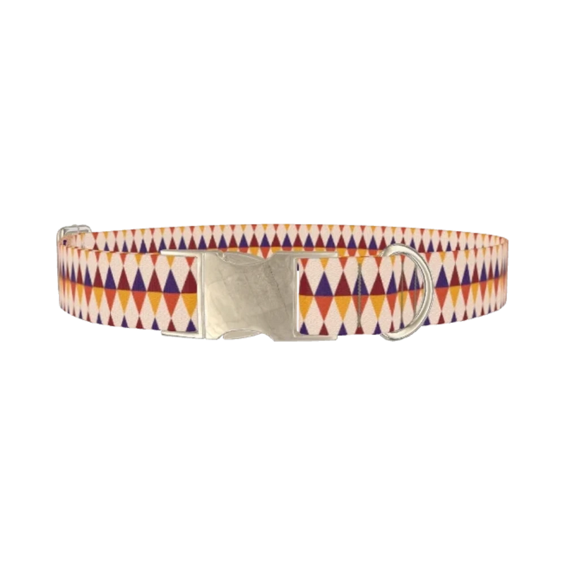 Geometric Rhombus Dog Collar - metal silver