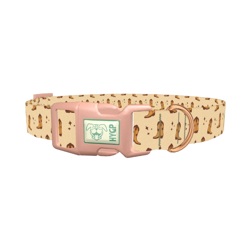 Western Cowboy Boot Dog Collar - plastic rose gold