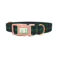 Dark Blue Tartan Dog Collar - plastic rose gold