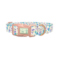 Blue Purple Floral Dog Collar - plastic rose gold