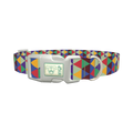 Colorful Geometric Rhombus Dog Collar - plastic silver