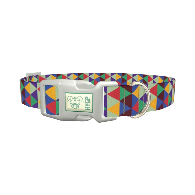 Colorful Geometric Rhombus Dog Collar - plastic silver