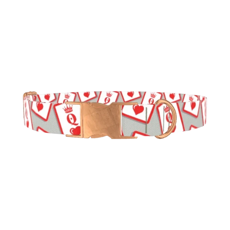 Queen of Hearts Dog Collar - metal rose gold