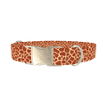 Giraffe Print Dog Collar - metal silver