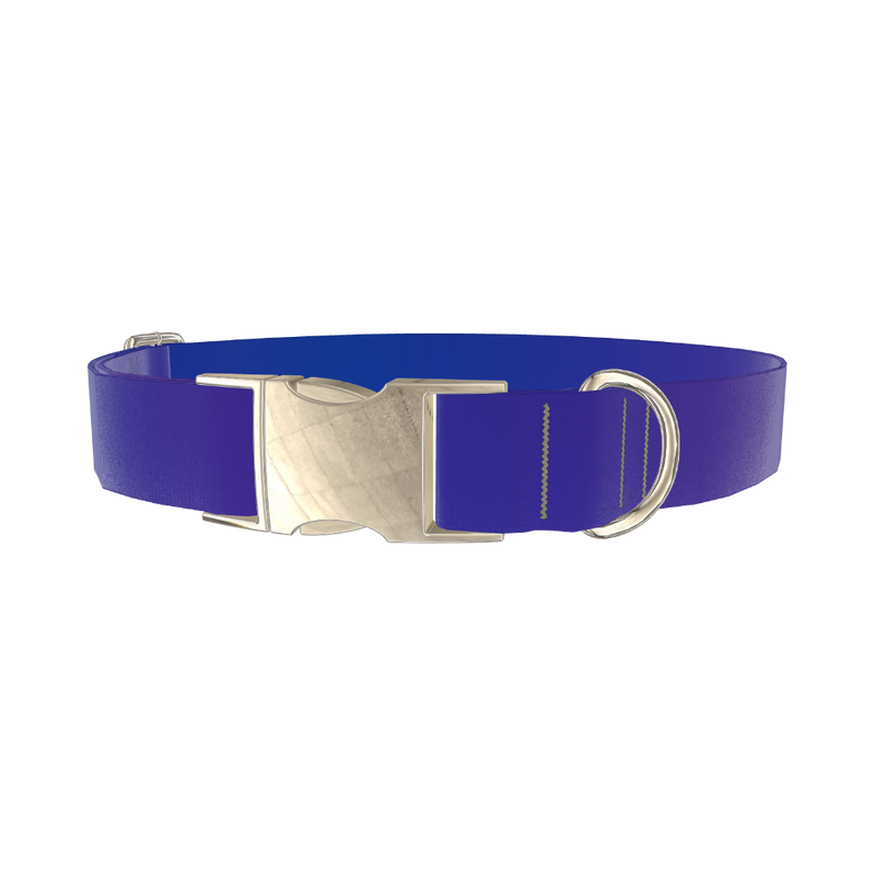 Blue Purple Gradient Dog Collar - metal silver