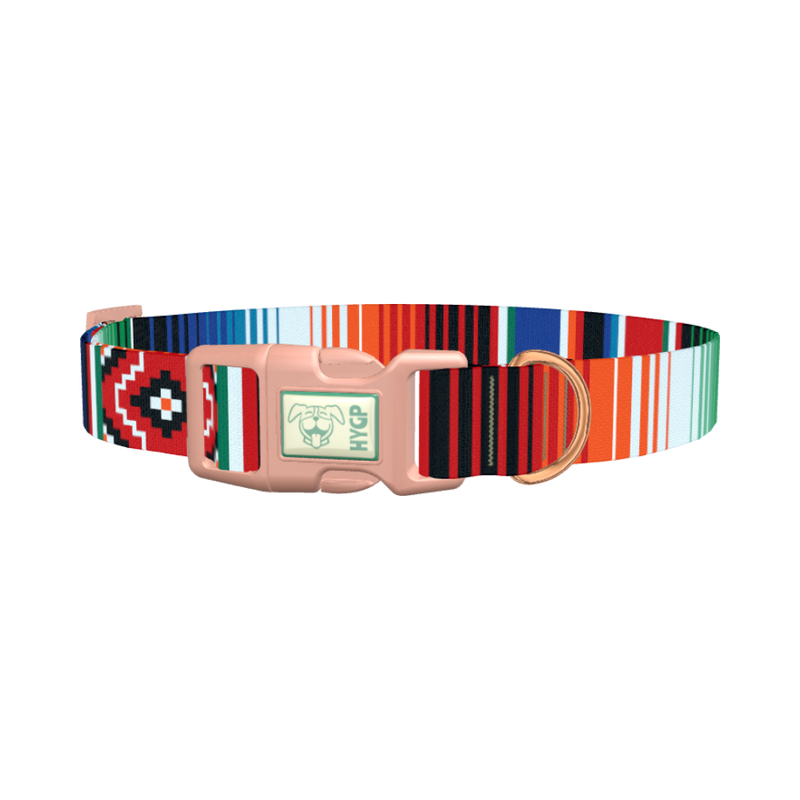Mexican Stripe Pattern Dog Collar - plastic rose gold