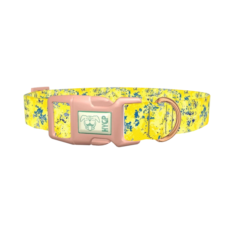 Yellow Abstract Dog Collar - plastic rose gold