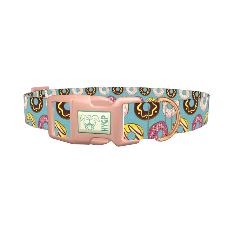Blue Donut Delight Dog Collar - plastic rose gold