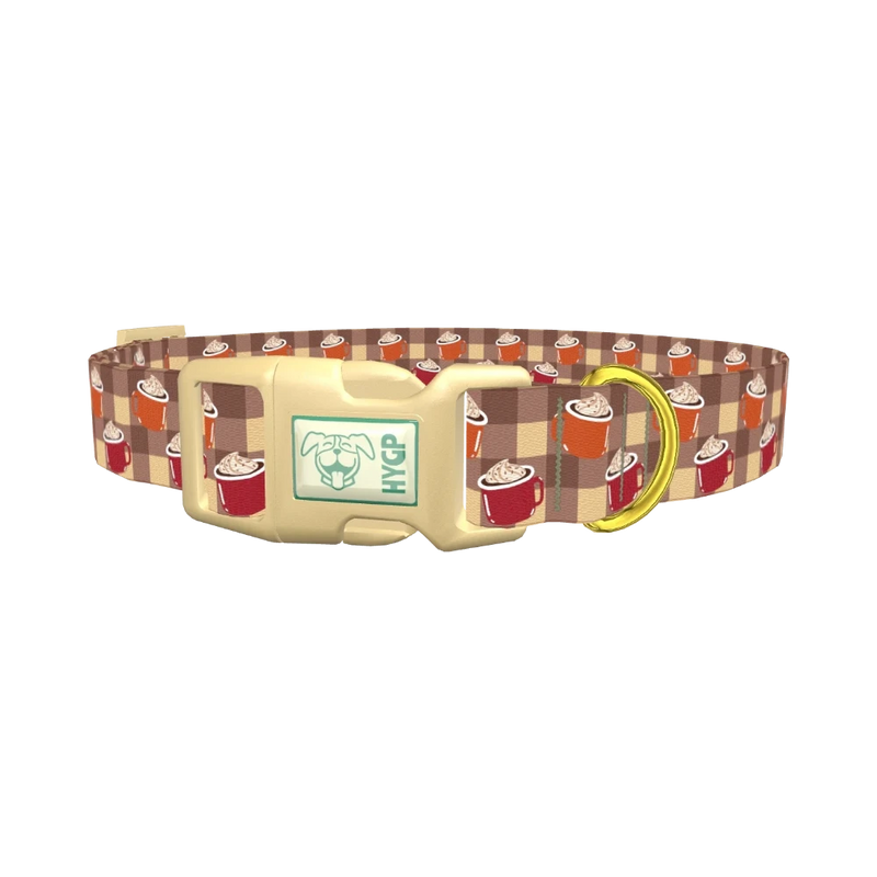 Plaid Hot Cocoa Dog Collar - plastic gold