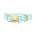 Blue Bow Pattern Dog Collar - plastic gold