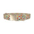 Autumn Leaves Mushroom Dog Collar - metal silver