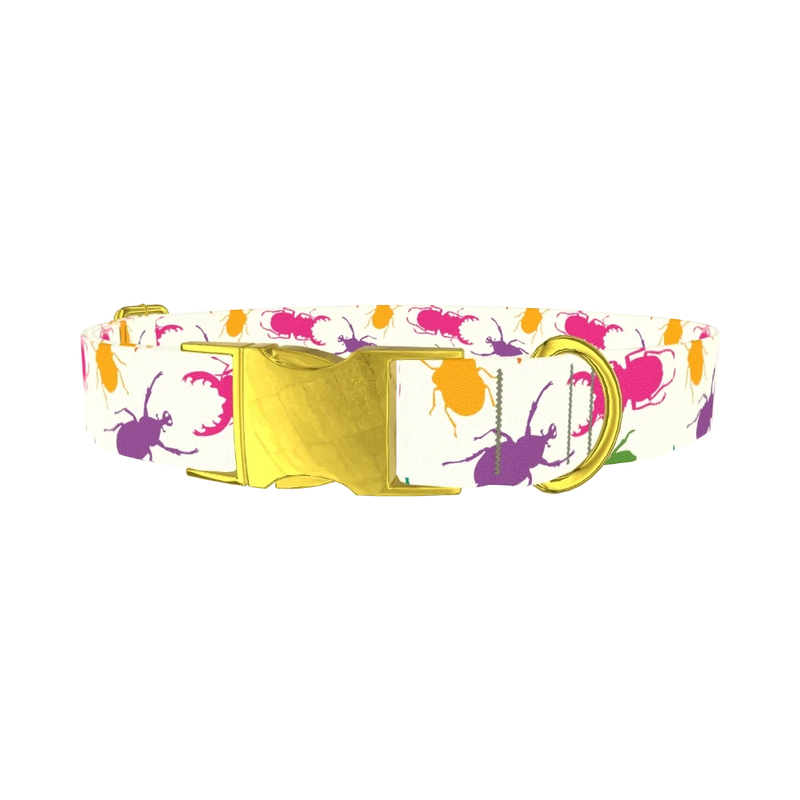 Colorful Beetle Dog Collar - metal gold