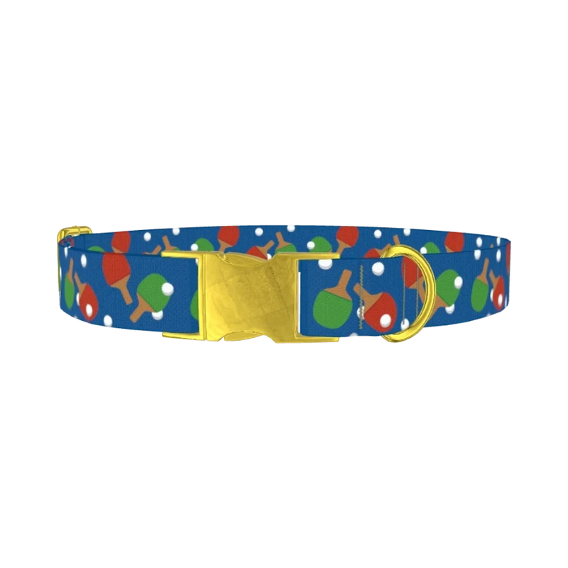 Ping Pong Paddle Dog Collar - metal gold