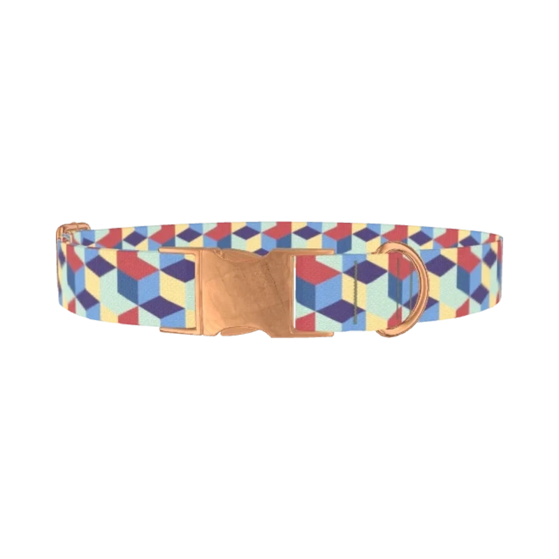 Geometric Retro Dog Collar - metal rose gold