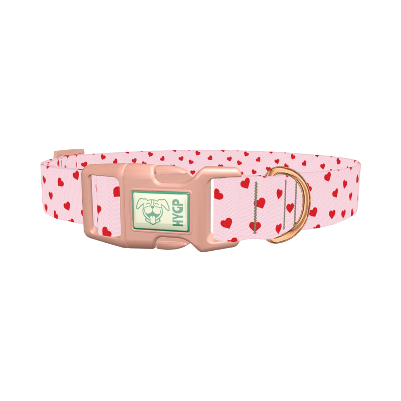 Red Heart Dog Collar - plastic rose gold