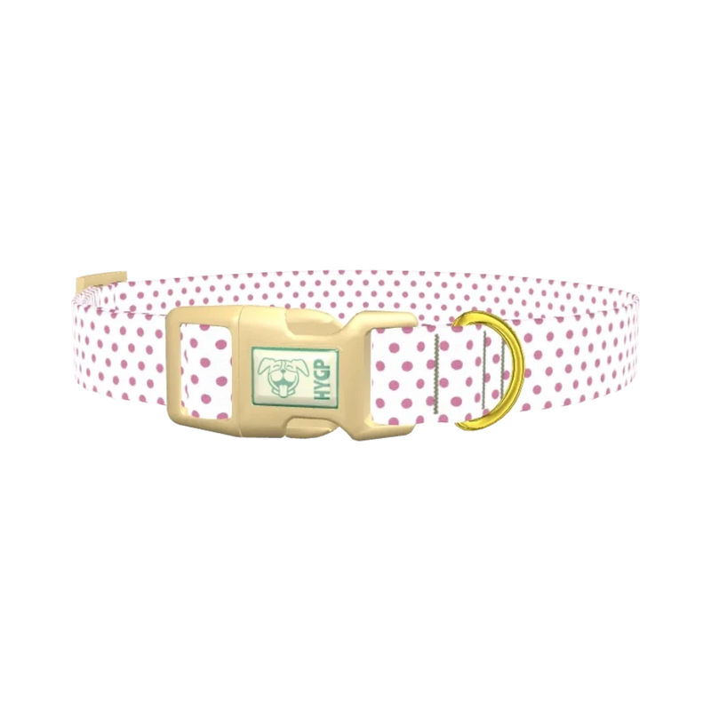 Pink Dot Pattern Dog Collar - plastic gold