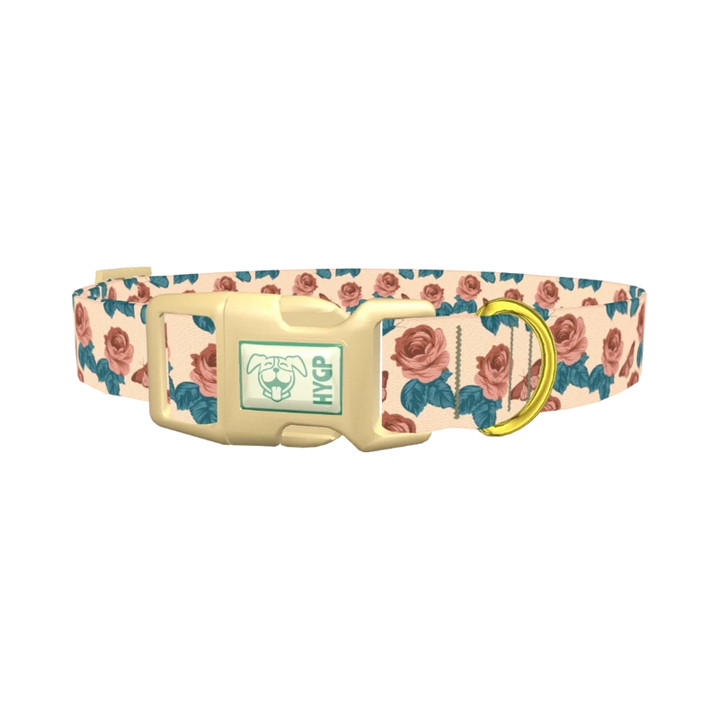 Rose Butterfly Dog Collar - plastic gold