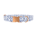 Geometric Blue Lines Dog Collar - metal rose gold