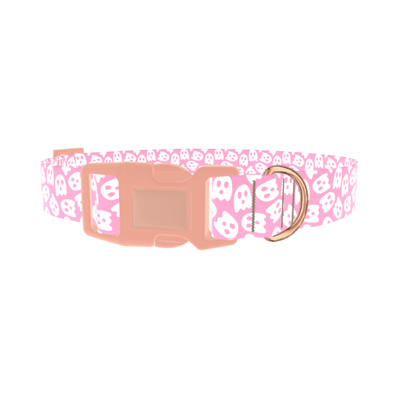 Ghost Halloween Dog Collar - plastic rose gold
