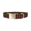 Plaid Christmas Dog Collar - metal silver