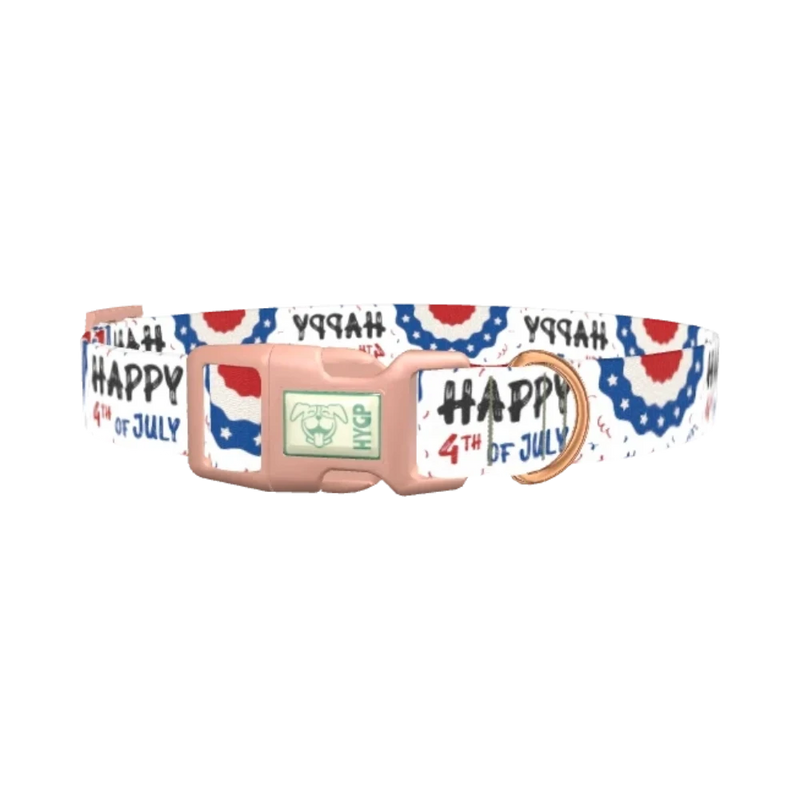 Patriotic 4th of July Dog Collar - plastic rose gold