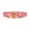 Christmas Ho Ho Pink Dog Collar - metal rose gold