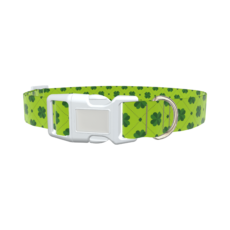 Green Clover Pattern Dog Collar - plastic rose gold