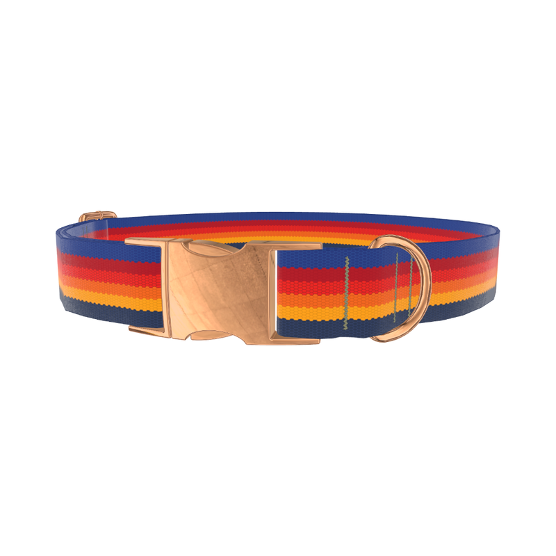 Geometric Stripes Dog Collar - metal silver