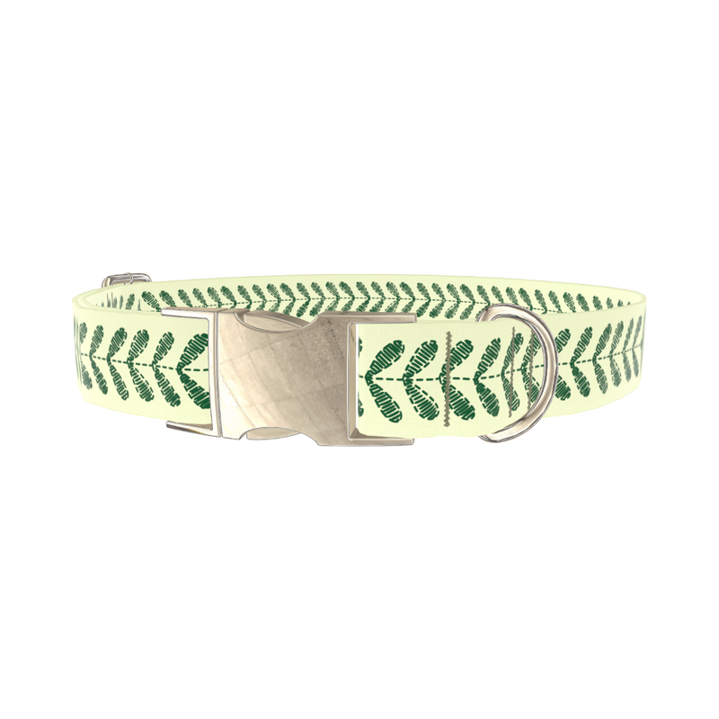 Geometric Leaf Dog Collar - metal gold