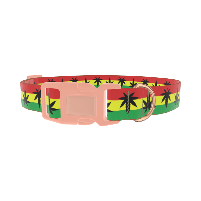 Rasta Leaf Dog Collar - plastic rose gold