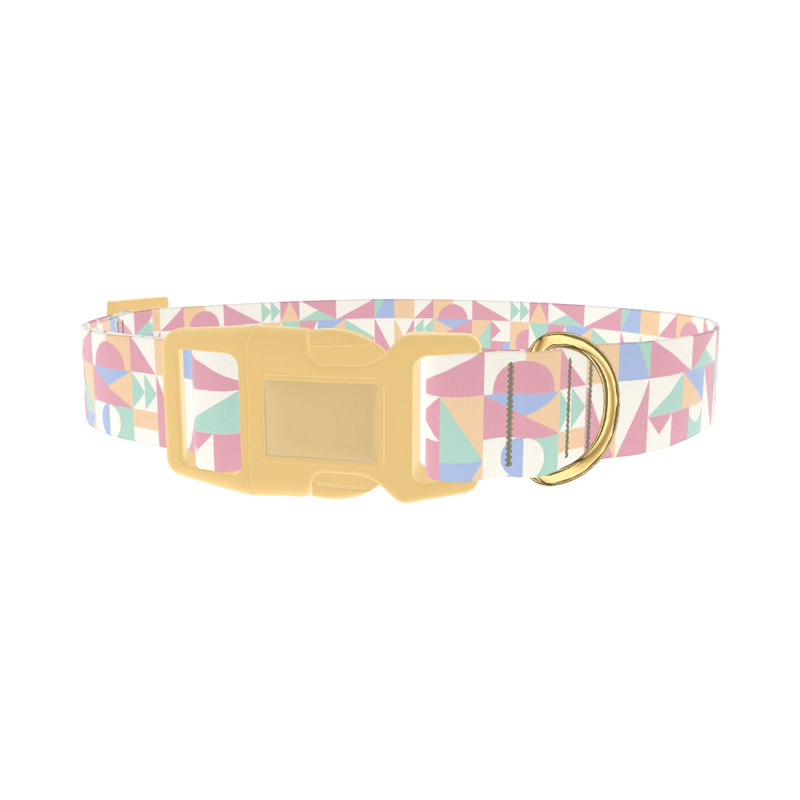 Geometric Pastel Dog Collar - plastic gold