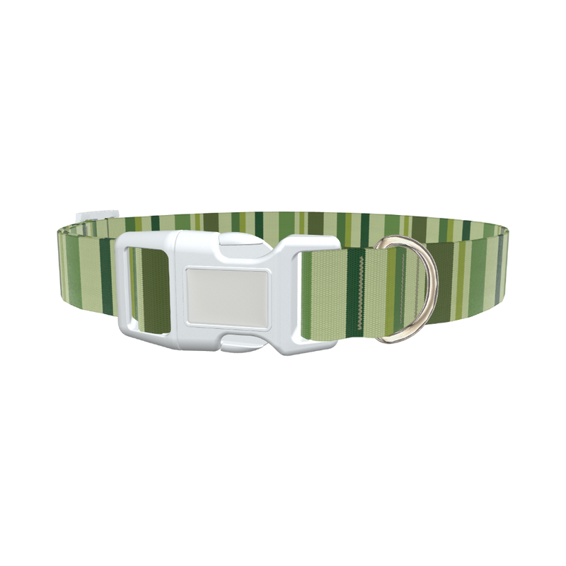 Green Striped Pattern Dog Collar - plastic rose gold