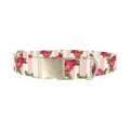 Striped Rose Pattern Dog Collar - metal silver