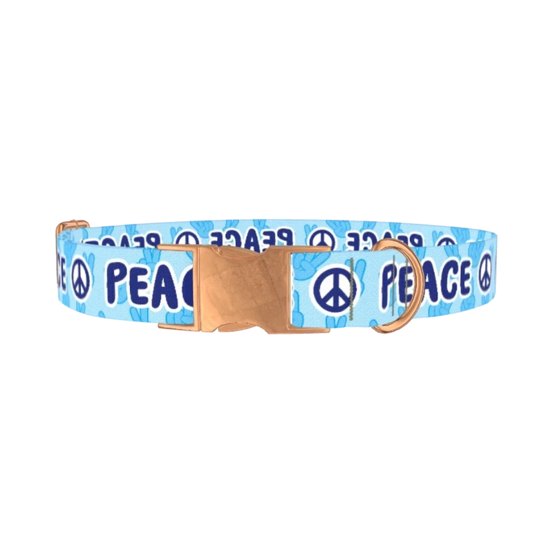 Peace Symbol Dog Collar - metal rose gold