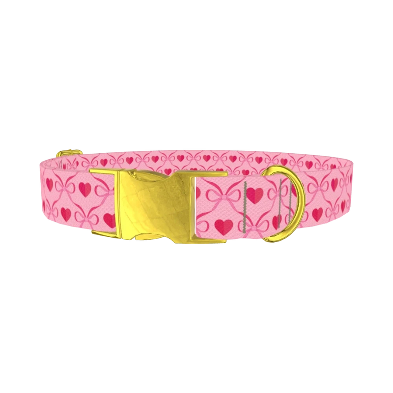 Valentine Heart Dog Collar - metal gold