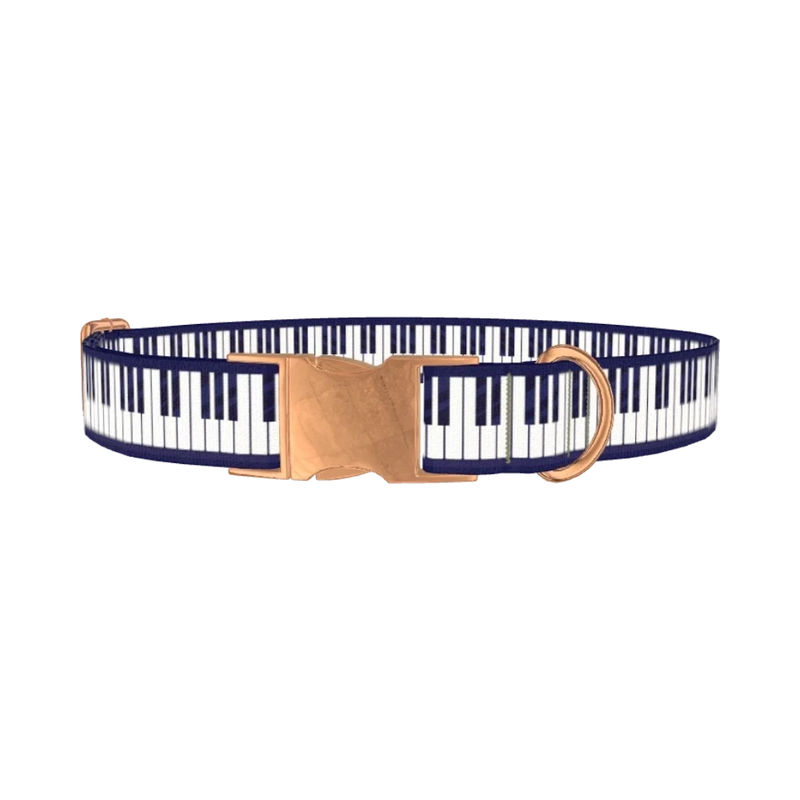Piano Key Pattern Dog Collar - metal rose gold