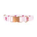 Striped Bow Dog Collar - metal rose gold