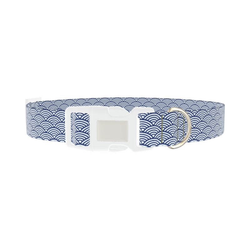 Geometric Wave Dog Collar - plastic silver