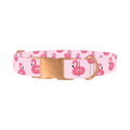 Pink Flamingo Dog Collar - metal rose gold